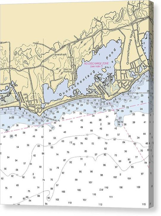 Quonochontaug-Rhode Island Nautical Chart Canvas Print