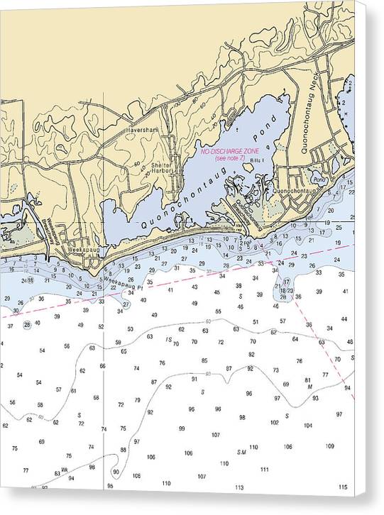 Quonochontaug-rhode Island Nautical Chart - Canvas Print