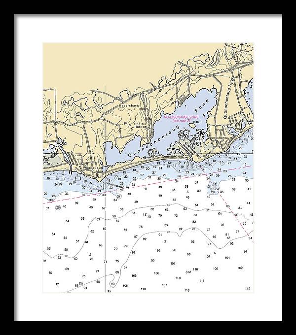 Quonochontaug-rhode Island Nautical Chart - Framed Print