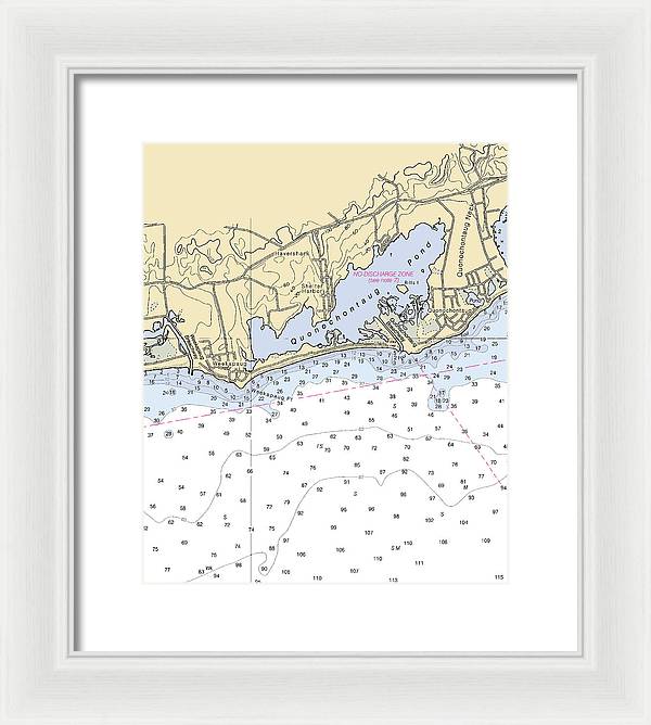 Quonochontaug-rhode Island Nautical Chart - Framed Print