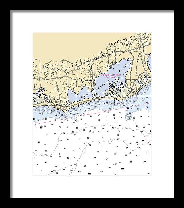 Quonochontaug-rhode Island Nautical Chart - Framed Print