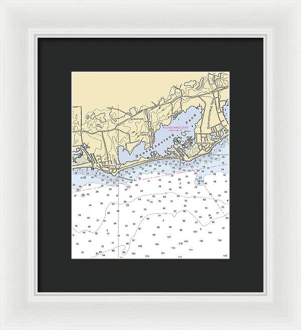 Quonochontaug-rhode Island Nautical Chart - Framed Print