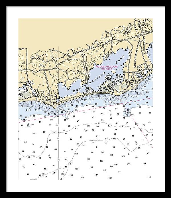 Quonochontaug-rhode Island Nautical Chart - Framed Print