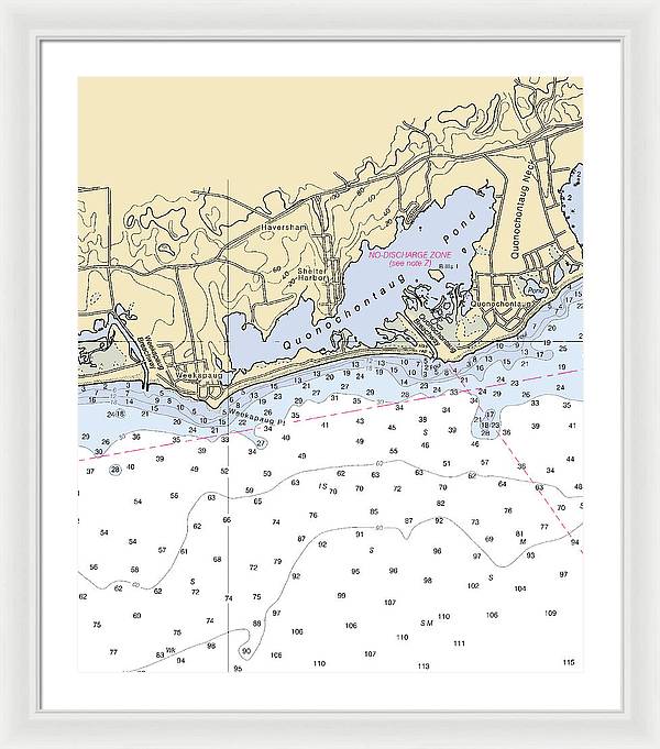 Quonochontaug-rhode Island Nautical Chart - Framed Print