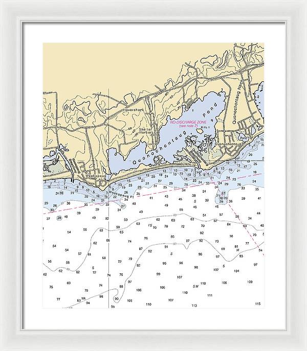 Quonochontaug-rhode Island Nautical Chart - Framed Print