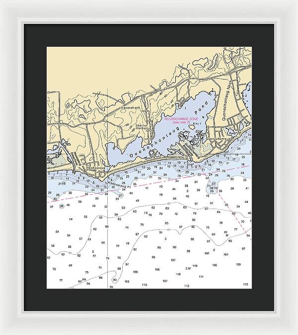 Quonochontaug-rhode Island Nautical Chart - Framed Print