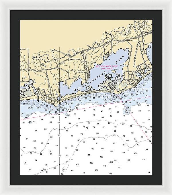 Quonochontaug-rhode Island Nautical Chart - Framed Print