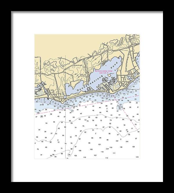 Quonochontaug-rhode Island Nautical Chart - Framed Print