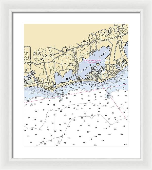 Quonochontaug-rhode Island Nautical Chart - Framed Print