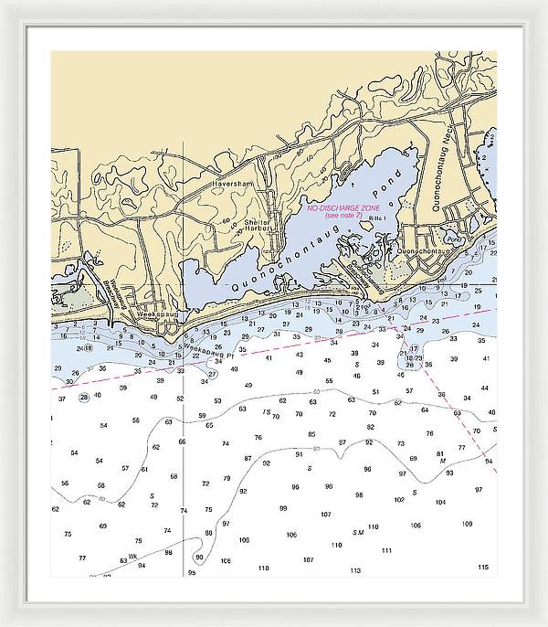 Quonochontaug-rhode Island Nautical Chart - Framed Print