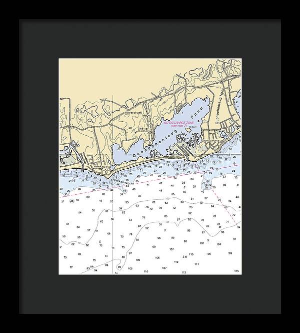 Quonochontaug-rhode Island Nautical Chart - Framed Print