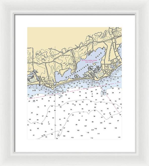 Quonochontaug-rhode Island Nautical Chart - Framed Print