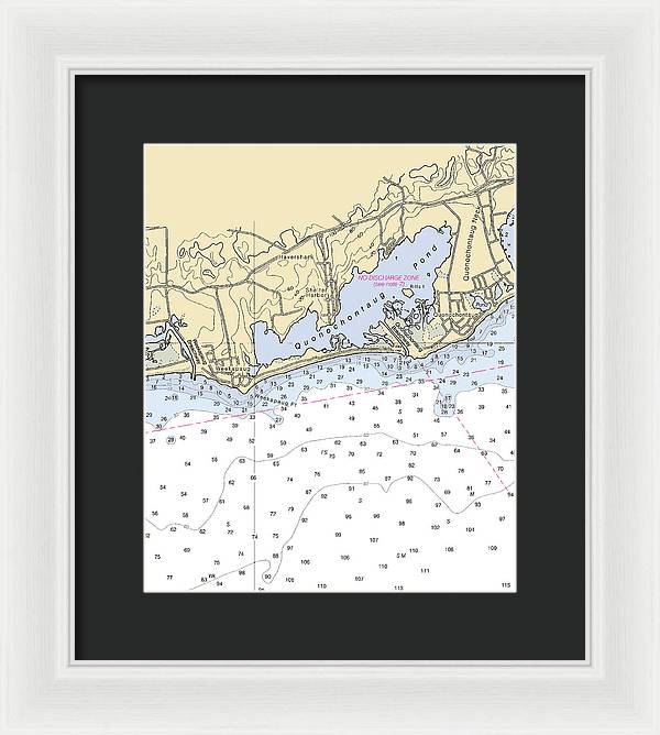 Quonochontaug-rhode Island Nautical Chart - Framed Print