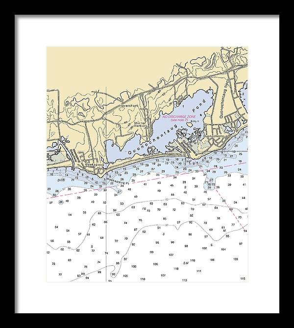 Quonochontaug-rhode Island Nautical Chart - Framed Print