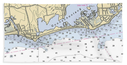 Quonochontaug-rhode Island Nautical Chart - Beach Towel