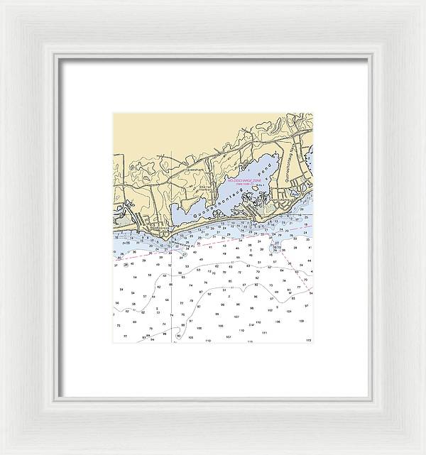 Quonochontaug-rhode Island Nautical Chart - Framed Print