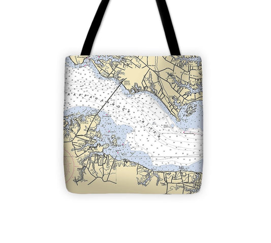 Rappahannock River Virginia Nautical Chart Tote Bag
