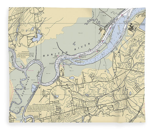 Raritan River New Jersey Nautical Chart Blanket