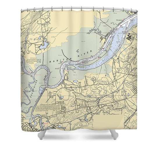 Raritan River New Jersey Nautical Chart Shower Curtain