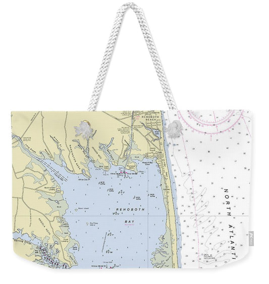 Rehoboth Bay Delaware Nautical Chart - Weekender Tote Bag