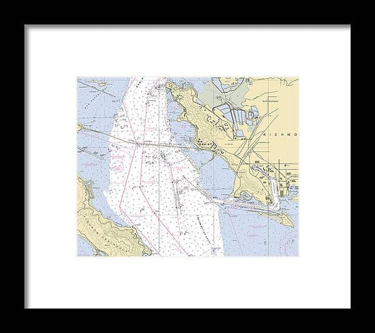 Richmond -california Nautical Chart _v6 - Framed Print