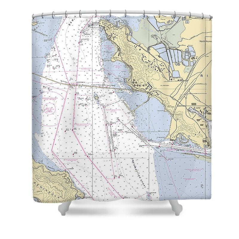 Richmond  California Nautical Chart _V6 Shower Curtain