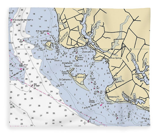 River Springs Maryland Nautical Chart Blanket