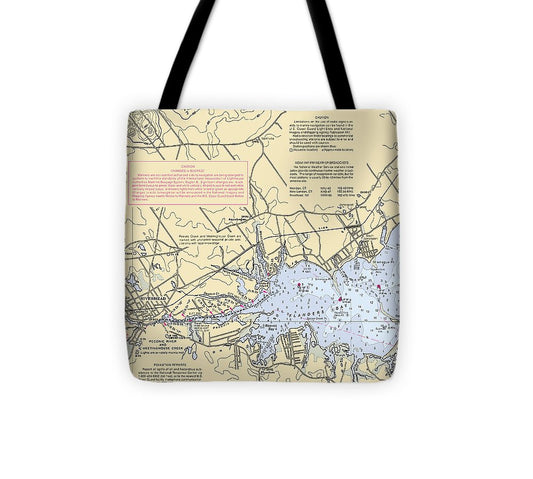 Riverhead New York Nautical Chart Tote Bag