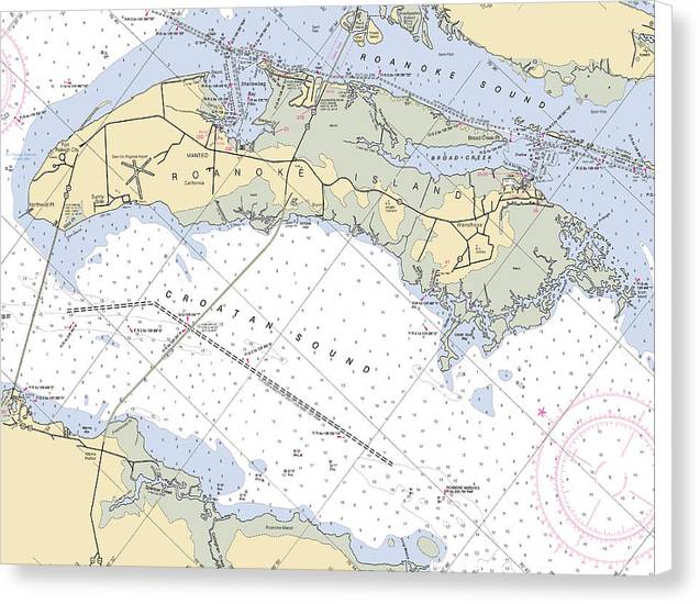 Roanoke Island-north Carolina Nautical Chart - Canvas Print