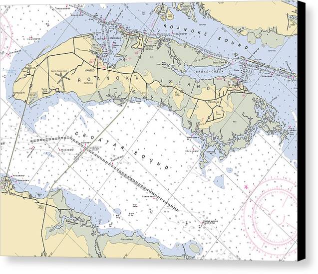 Roanoke Island-north Carolina Nautical Chart - Canvas Print