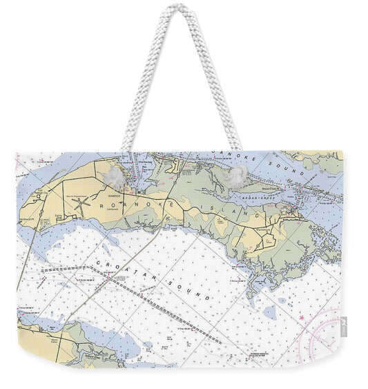 Roanoke Island-north Carolina Nautical Chart - Weekender Tote Bag