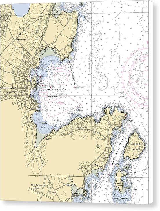 Rockland-maine Nautical Chart - Canvas Print