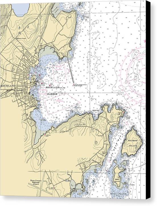 Rockland-maine Nautical Chart - Canvas Print