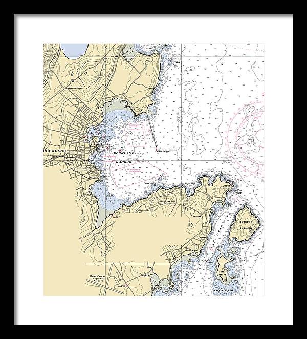 Rockland-maine Nautical Chart - Framed Print