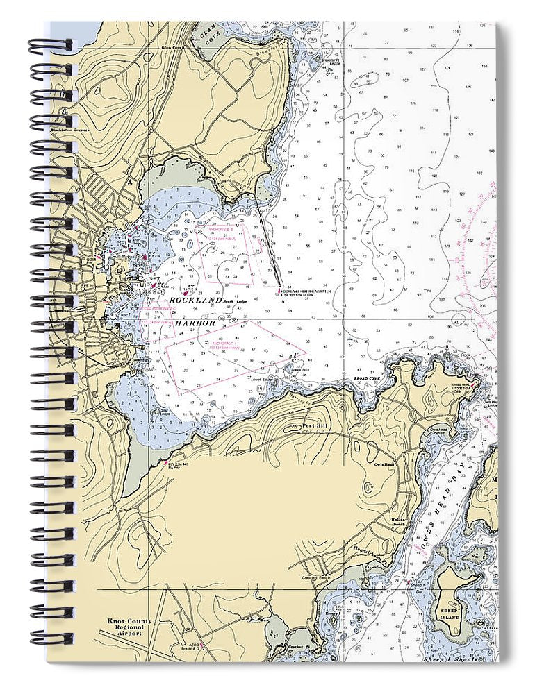 Rockland Maine Nautical Chart Spiral Notebook