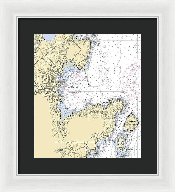 Rockland-maine Nautical Chart - Framed Print