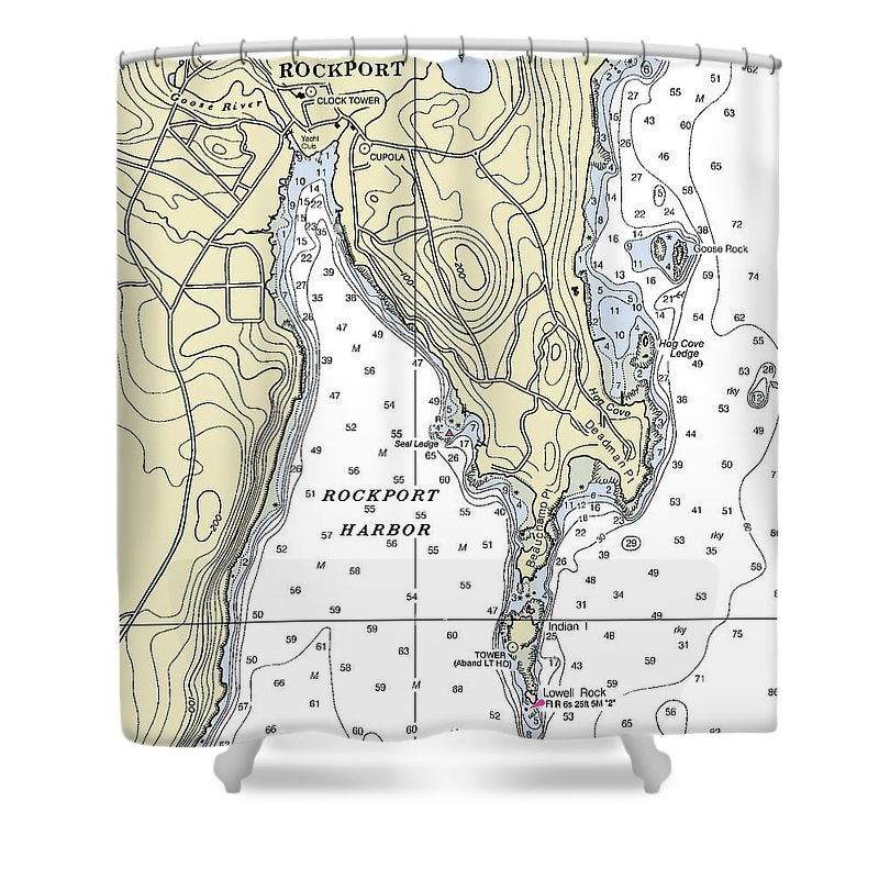 Rockport Maine Nautical Chart Shower Curtain