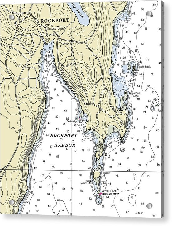 Rockport Maine Nautical Chart - Acrylic Print