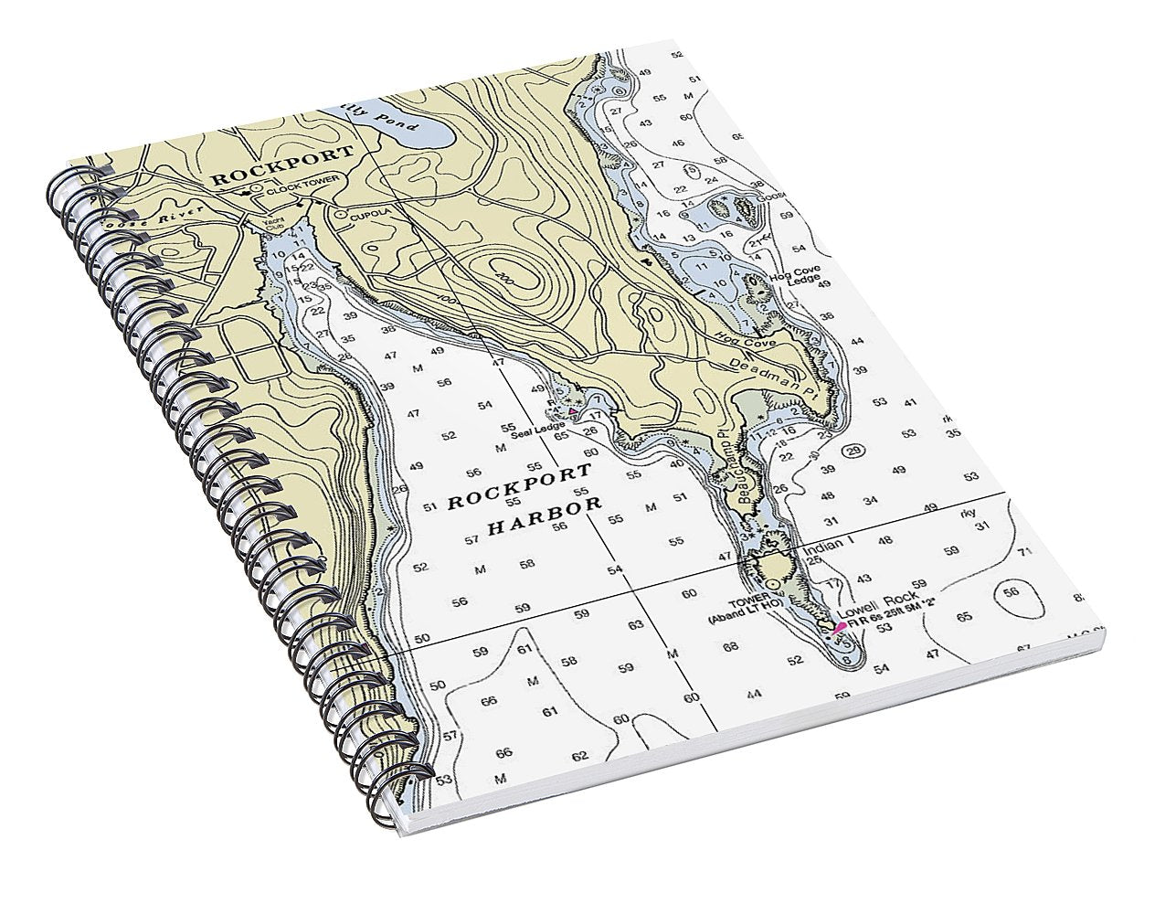 Rockport Maine Nautical Chart - Spiral Notebook