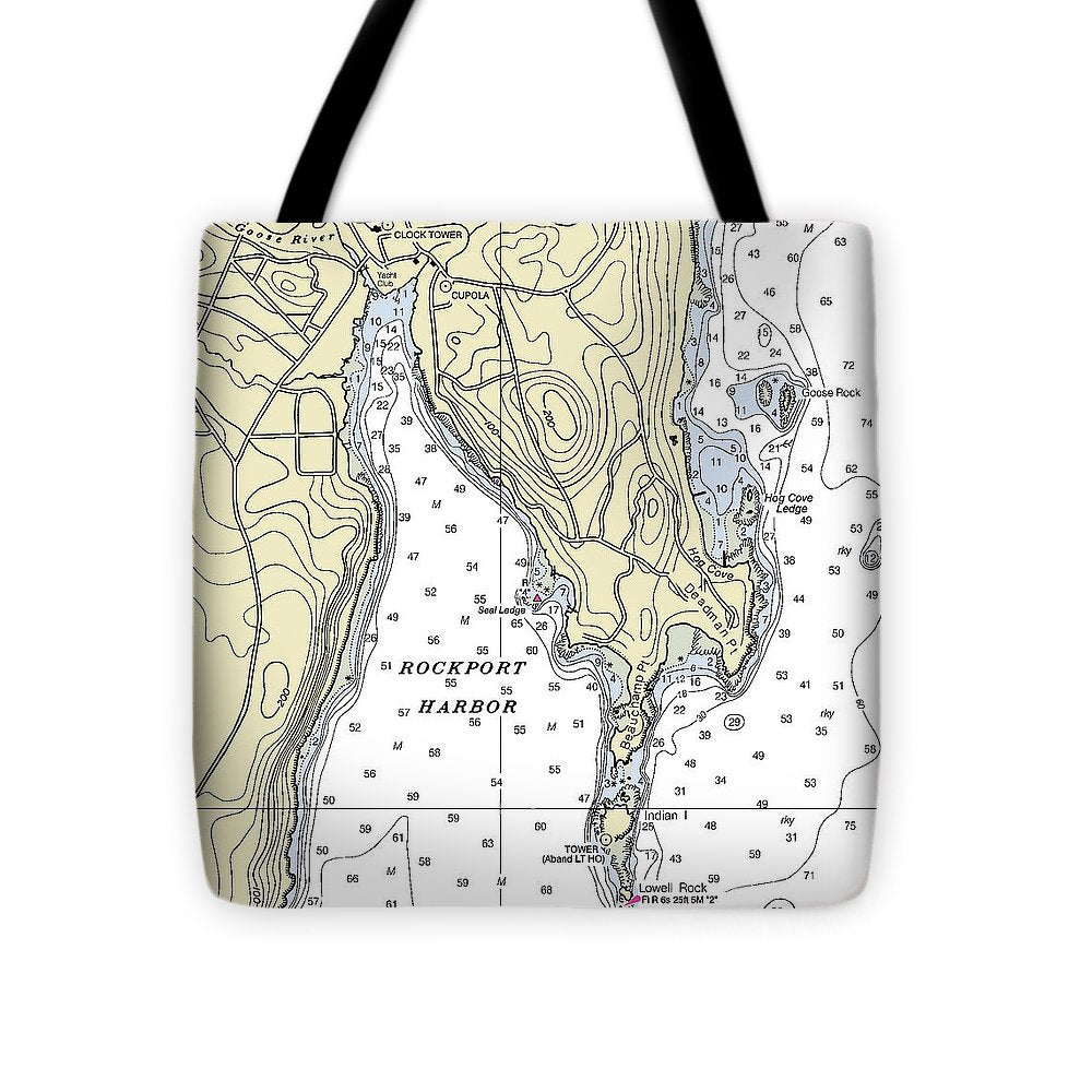Rockport Maine Nautical Chart - Tote Bag