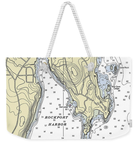 Rockport Maine Nautical Chart - Weekender Tote Bag