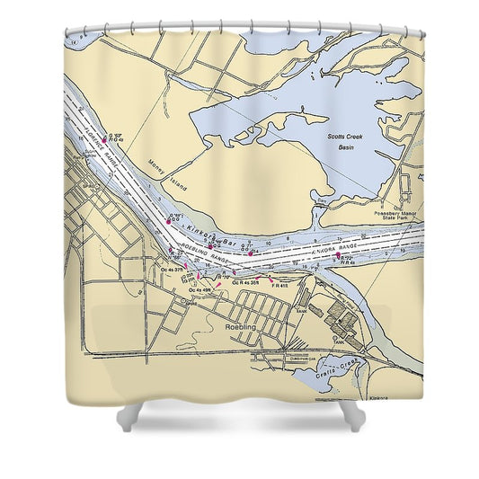 Roebling New Jersey Nautical Chart Shower Curtain