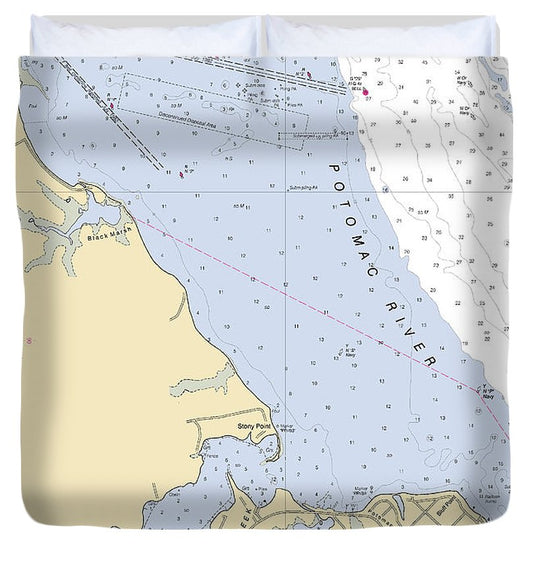 Rosier Creek Virginia Nautical Chart Duvet Cover