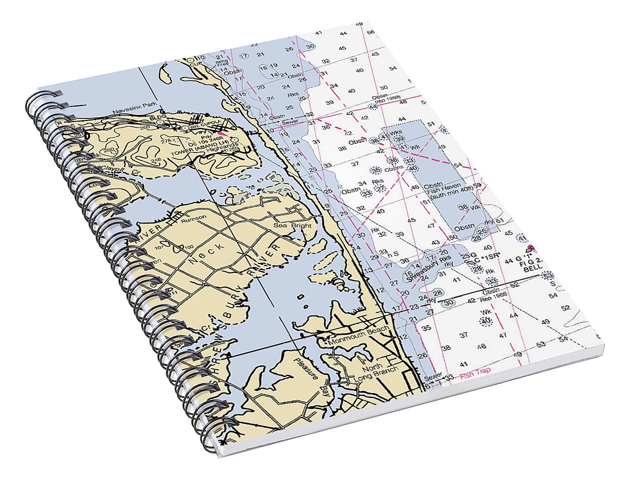 Rumson Neck-new Jersey Nautical Chart - Spiral Notebook
