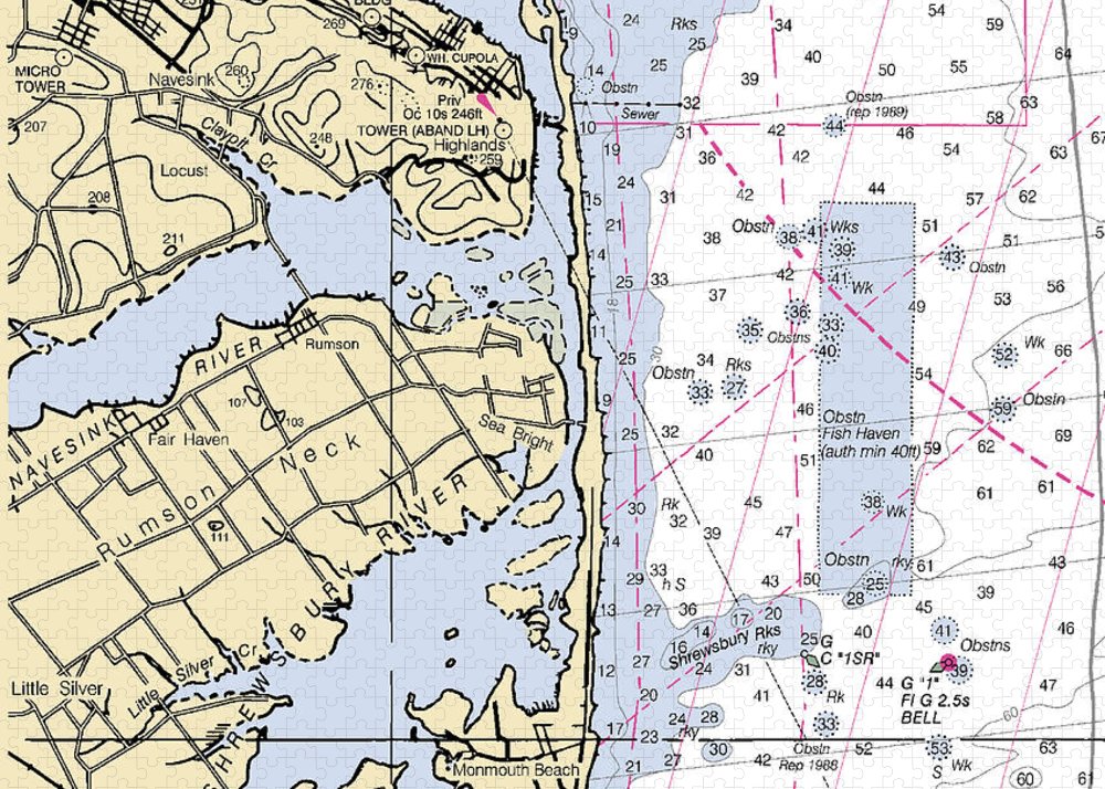 Rumson Neck-new Jersey Nautical Chart - Puzzle