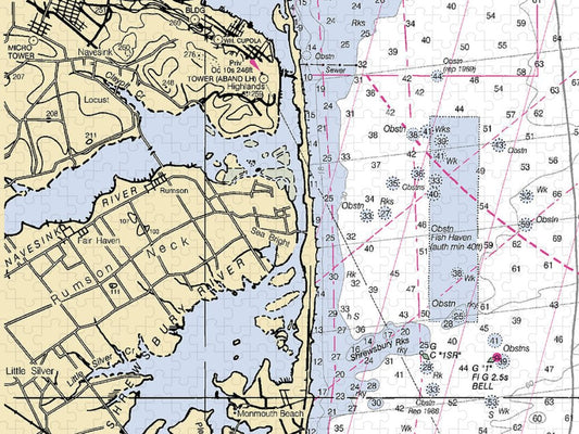 Rumson Neck New Jersey Nautical Chart Puzzle