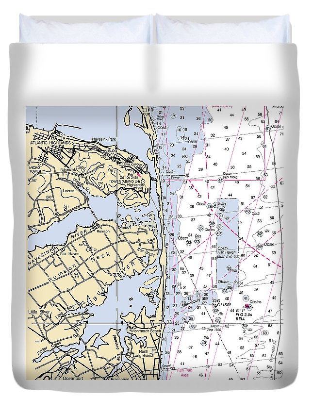 Rumson Neck-new Jersey Nautical Chart - Duvet Cover
