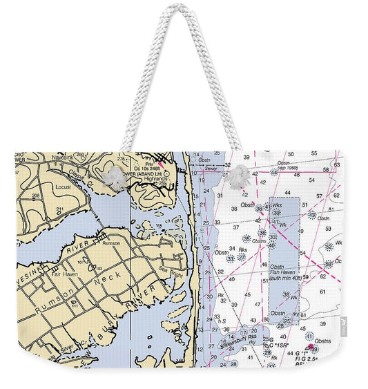 Rumson Neck-new Jersey Nautical Chart - Weekender Tote Bag