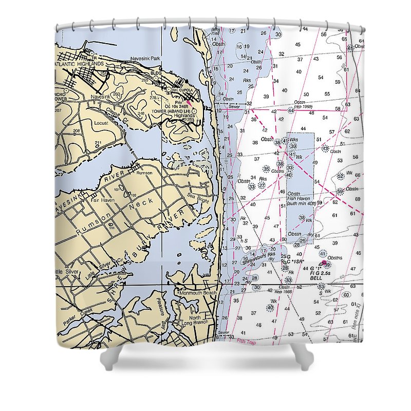 Rumson Neck New Jersey Nautical Chart Shower Curtain