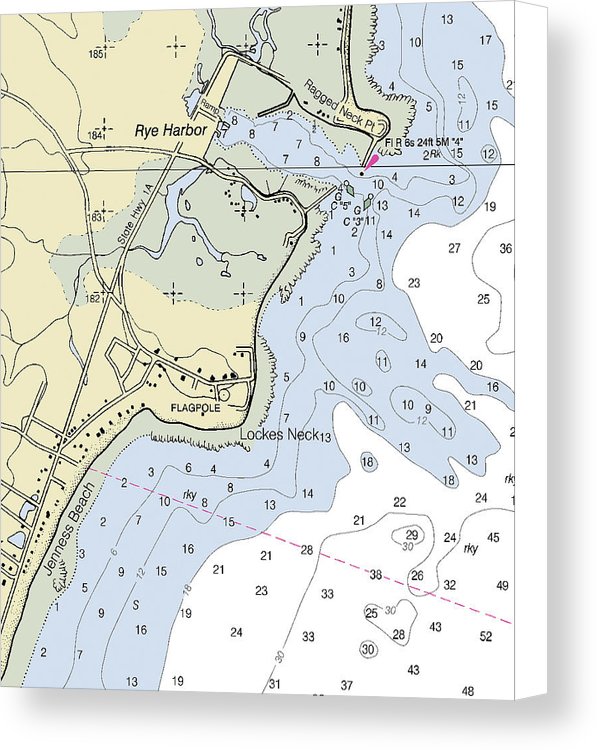 Rye Harbor New Hampshire Nautical Chart - Canvas Print